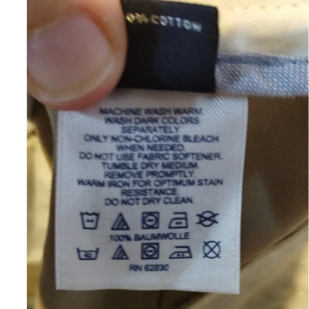 Lands' End Set of 2 Men Sz 46 Waist Tan Beige Khaki Chino Traditional Fit Shorts